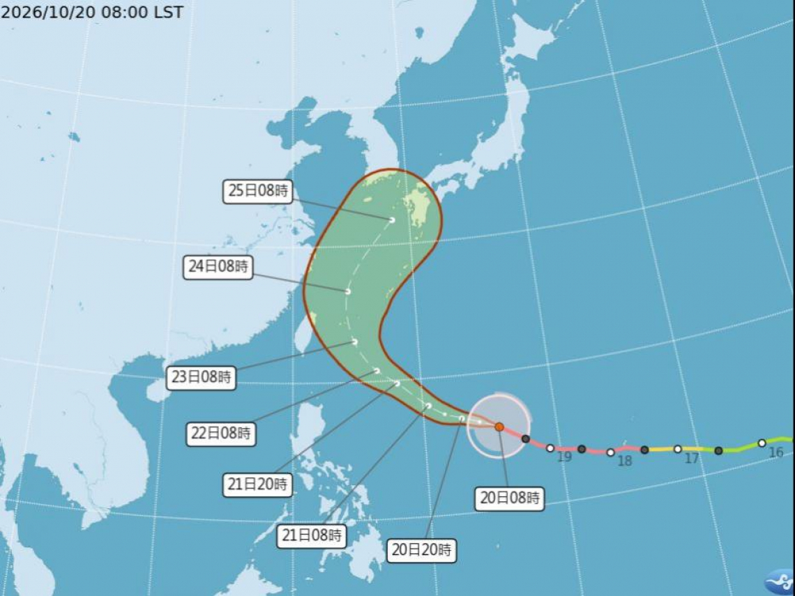 天氣／颱風薔琵10/23停班停課颱風假機率？最新路徑圖：陸警將發布！北北基暴風侵襲率破5成，10日報先看